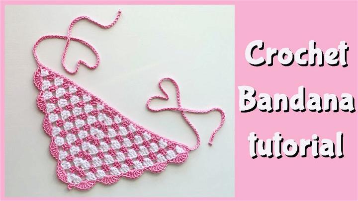 Crochet Bandana Hair Scarf for Valentines Day