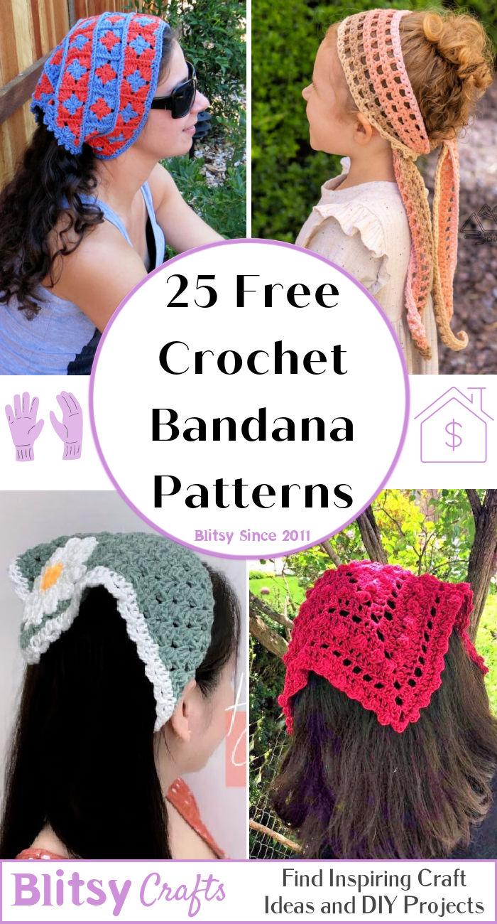 25 Free Crochet Bandana Patterns (Crochet Head Scarf Pattern)