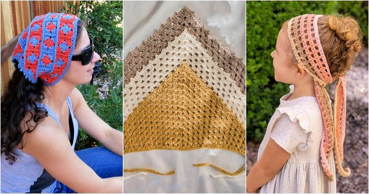25 Free Crochet Bandana Patterns (Crochet Head Scarf Pattern)