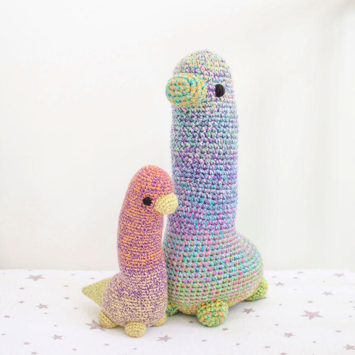 Colorful Crochet Big Brontosaurus Dinosaur Pattern