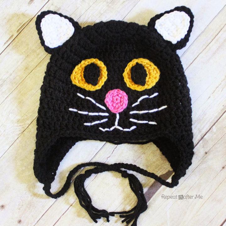 Crochet Black Cat Hat Pattern