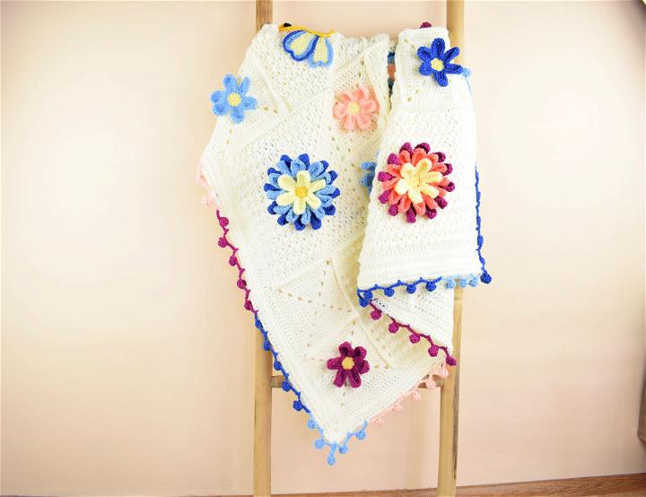 Easy Crochet Blanket Pattern With Big 3D Flowers
