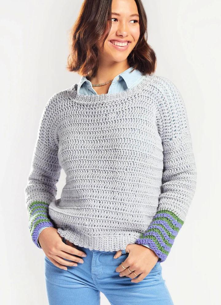 Crochet Chevron Cuff Pullover PDF Pattern