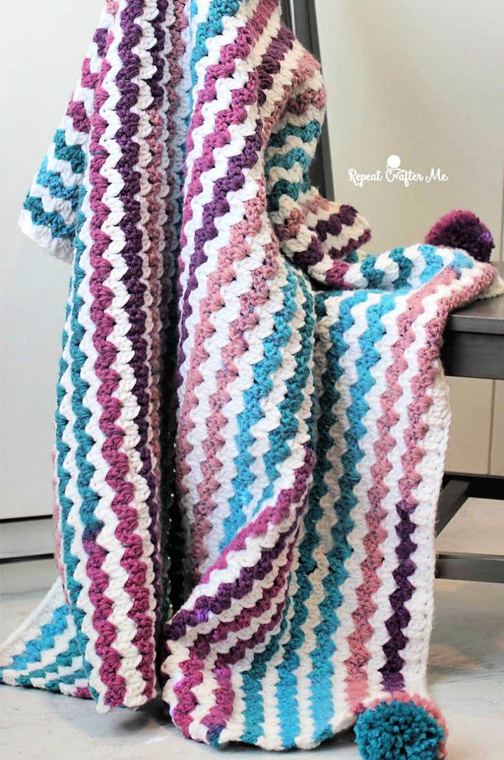 Crochet Cluster V stitch Blanket Pattern