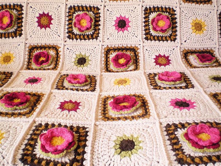 Crochet Country Rose Blanket Pattern to Print