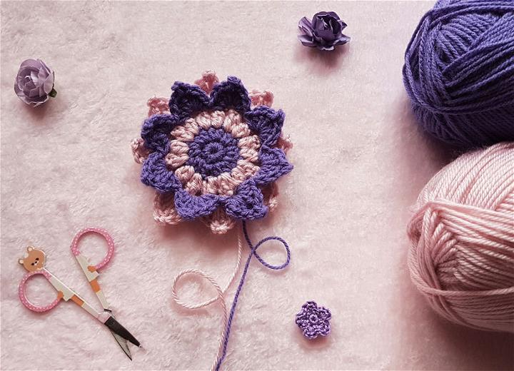 Crochet Dahlia Flower Motif Pattern