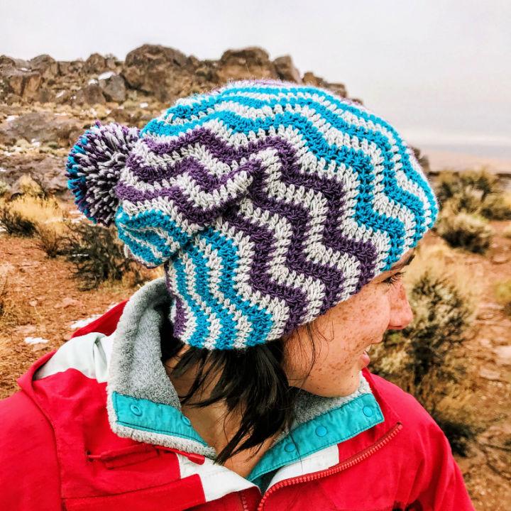 Unique Free Crochet Double Brim Chevron Beanie Pattern