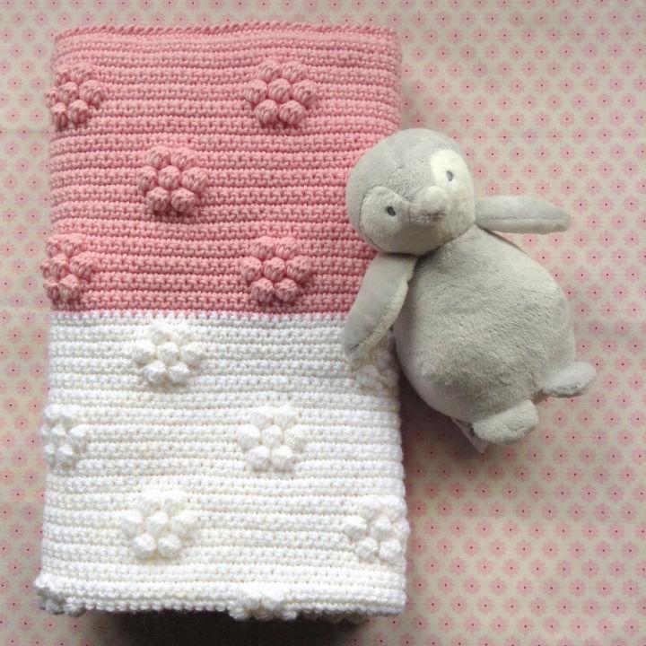 Crochet Flower Patch Baby Blanket Free Pattern