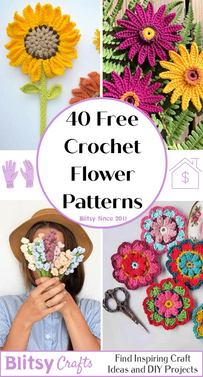 Aesthetic FLOWER bouquet pattern G. 6 in 1. Daisy, rose, tulip PDF crochet  pattern. Easy crochet, diy crafts. Unique Wedding and graduation