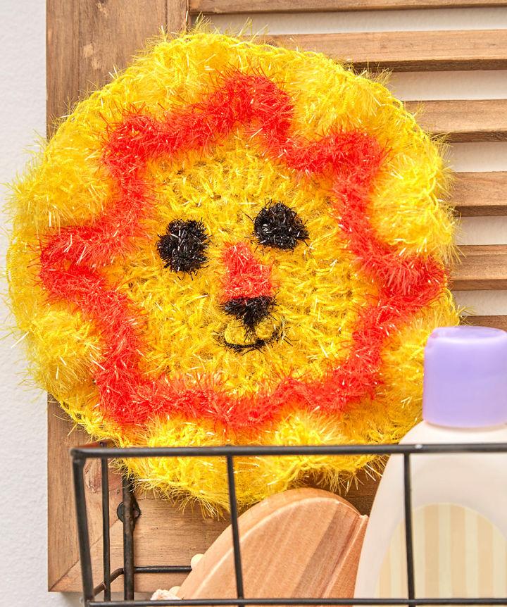 Crochet Friendly Lion Face Scrubby Free Pattern