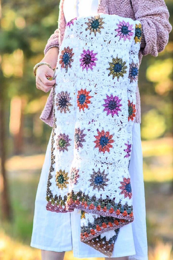 Crochet Granny Square Flower Blanket Pattern