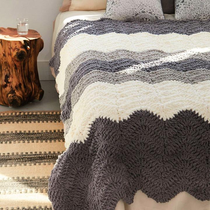 Crochet Grey Scale Bulky Blanket Pattern to Print