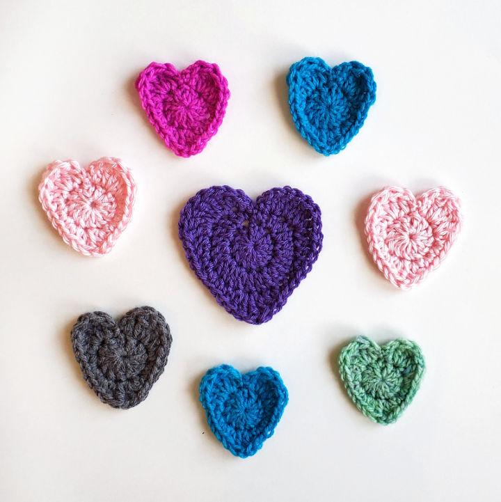 Crochet Heart Appliques - Free PDF Pattern