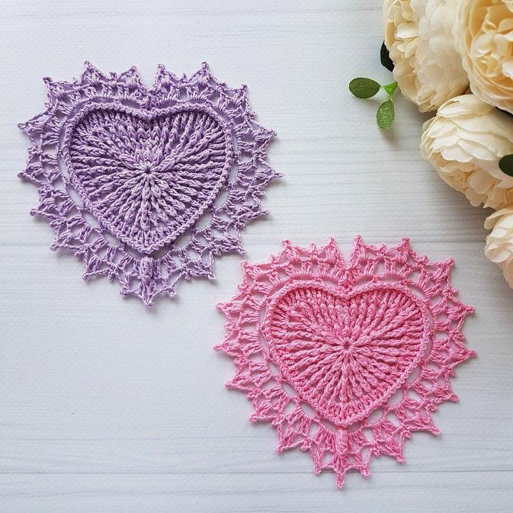 Crochet Heart Doily Design Free Pattern
