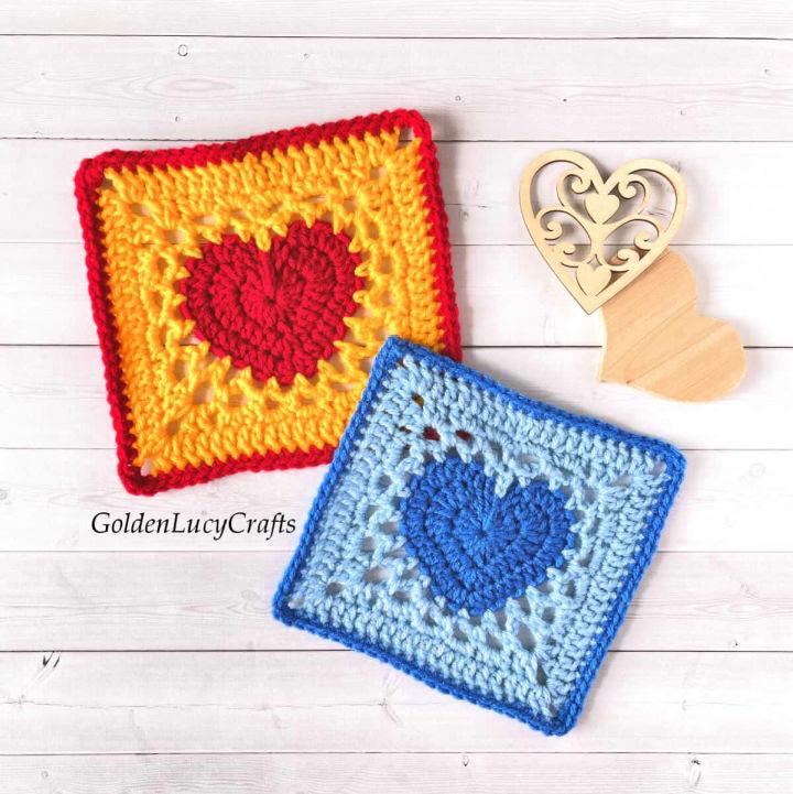 Crochet Heart Granny Square Pattern