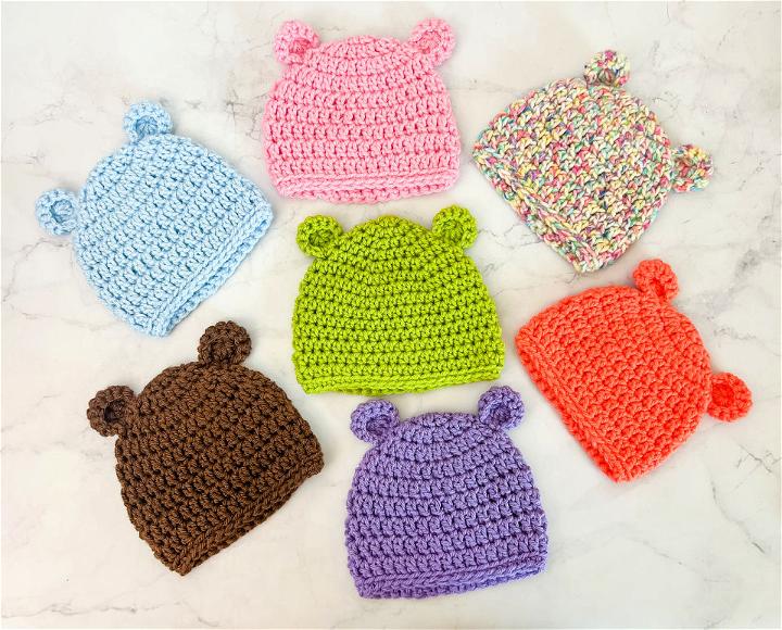 Crochet Infant Bear Hat - Step by Step Instructions
