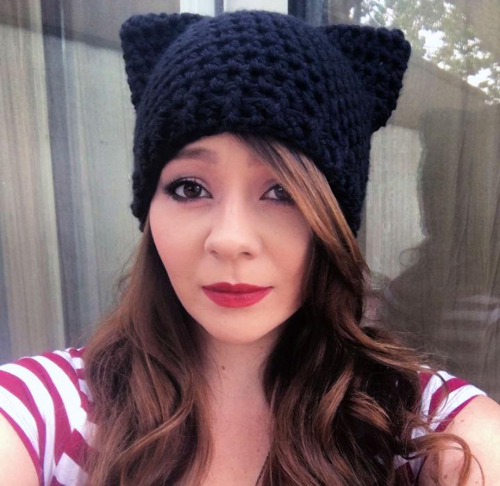 Crochet Kitty Ear Beanie Pattern