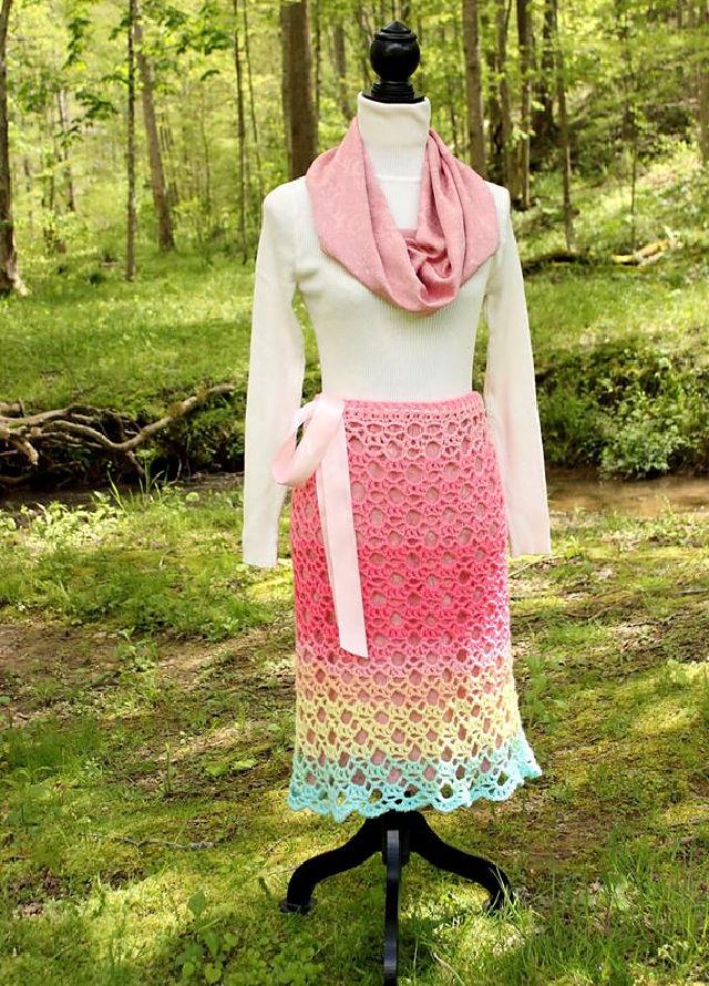Crochet Ladies Lace Fan Skirt Design Free Pattern