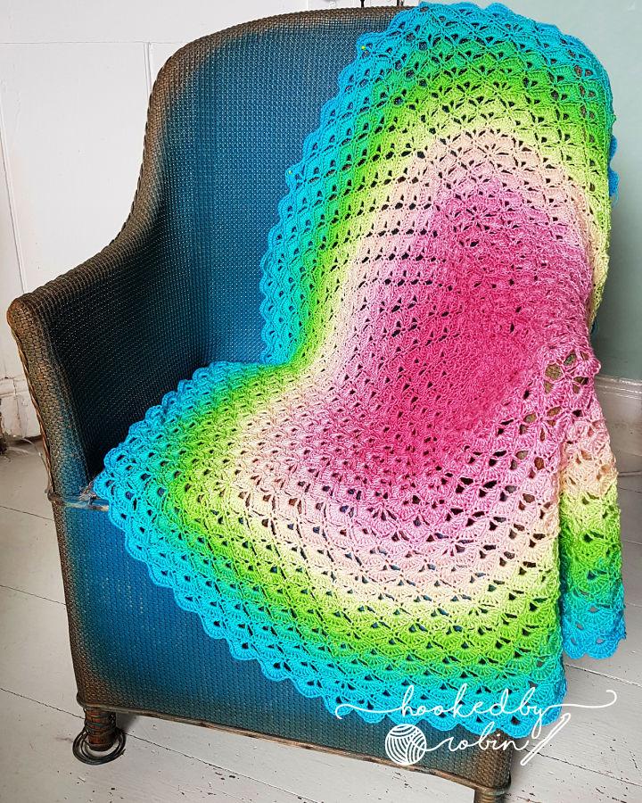 Crochet Lotus Flower Round Blanket Pattern
