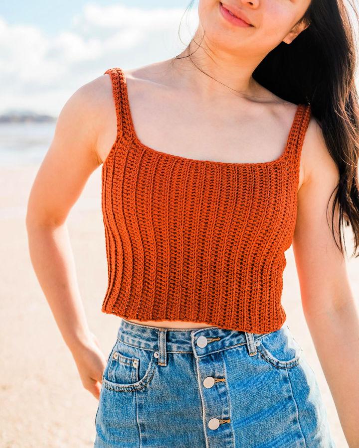 Crochet Multi Square Neck Ribbed Crop Top