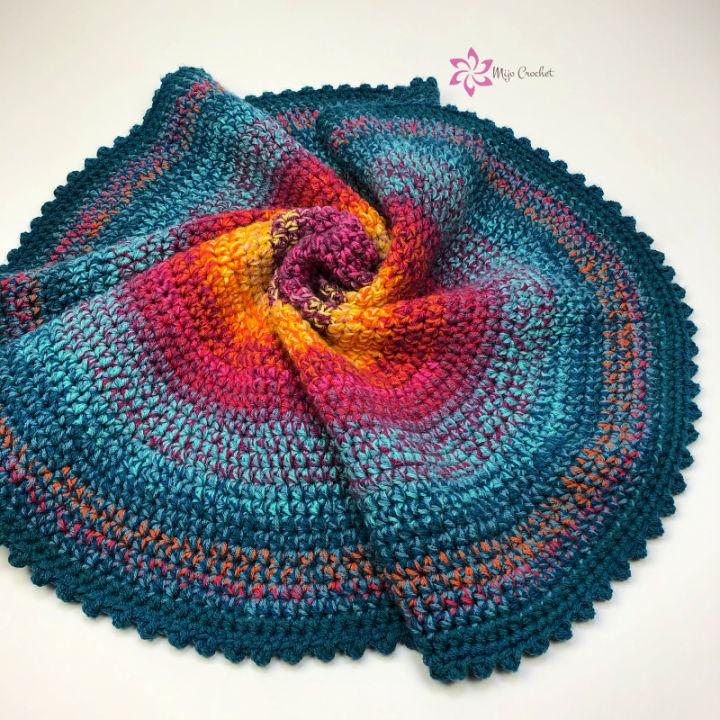 Crochet No Wool Left Behind Round Blanket Pattern