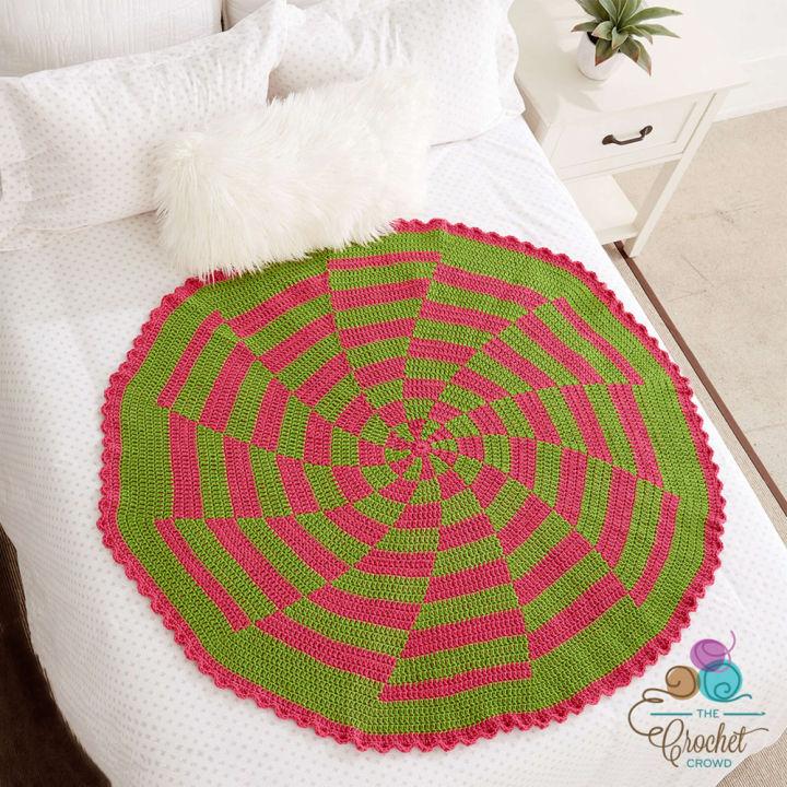 Crochet Peppermint Pinwheel Round Afghan Pattern