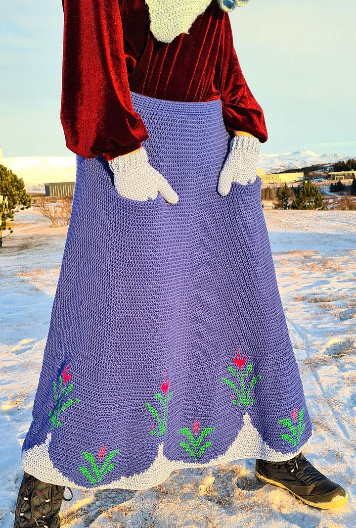 Crochet Princess Decorated Skirt With Pocket