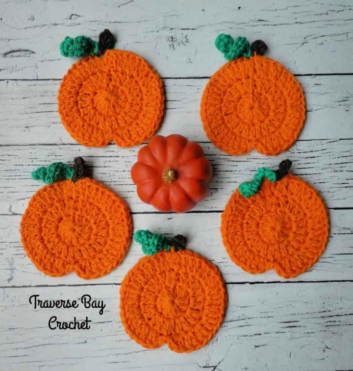 Crochet Pumpkin Coasters - Free Printable Pattern 