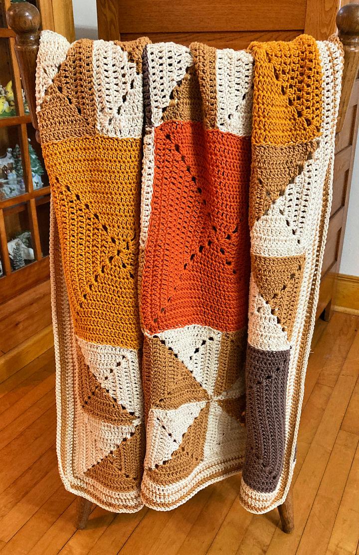 Crochet Pumpkin Spice Solid Granny Square Blanket Pattern
