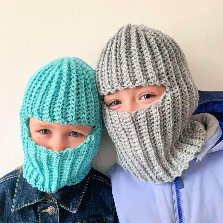 Free Crochet Ribbed Balaclava Pattern for Kids'