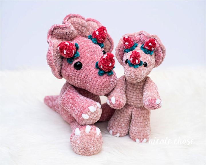 Crochet Strawberry Tanner the Triceratops Pattern