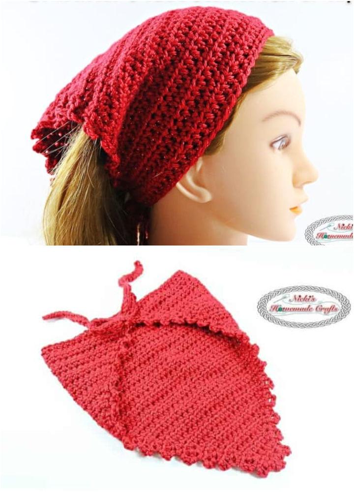 Crochet Summer Picot Headkerchief Pattern