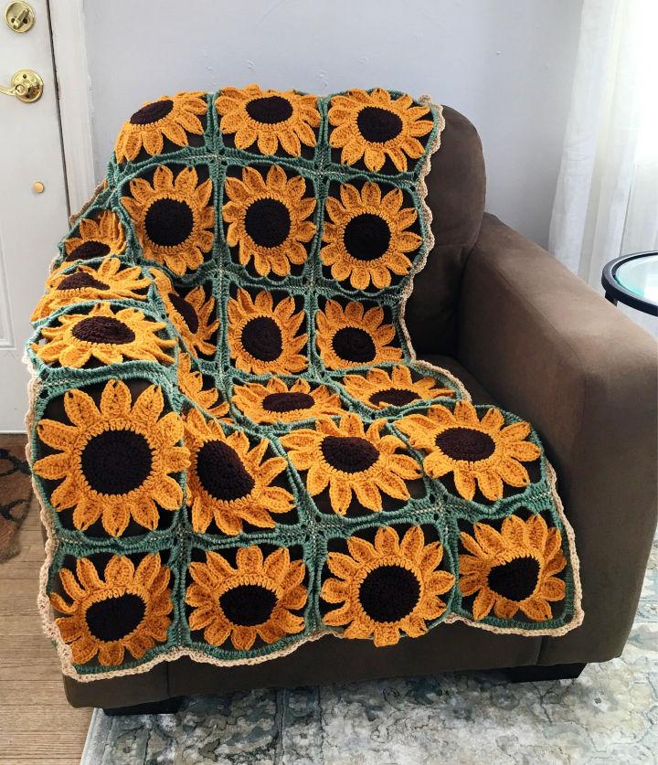 Crochet Sunflower Square Blanket Pattern