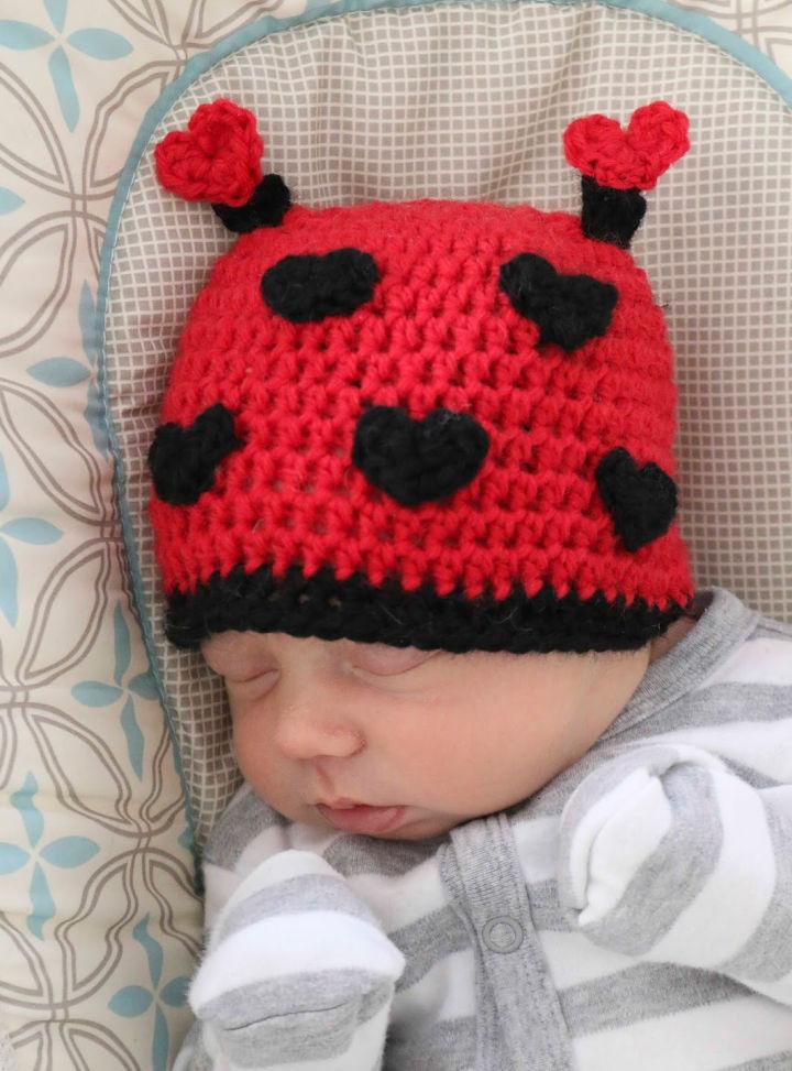 Crochet Valentines Day Love Bug Child Hat Pattern