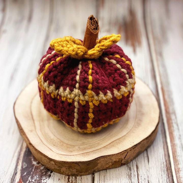 Crocheted Tartan Plaid Pumpkin - Free Pattern