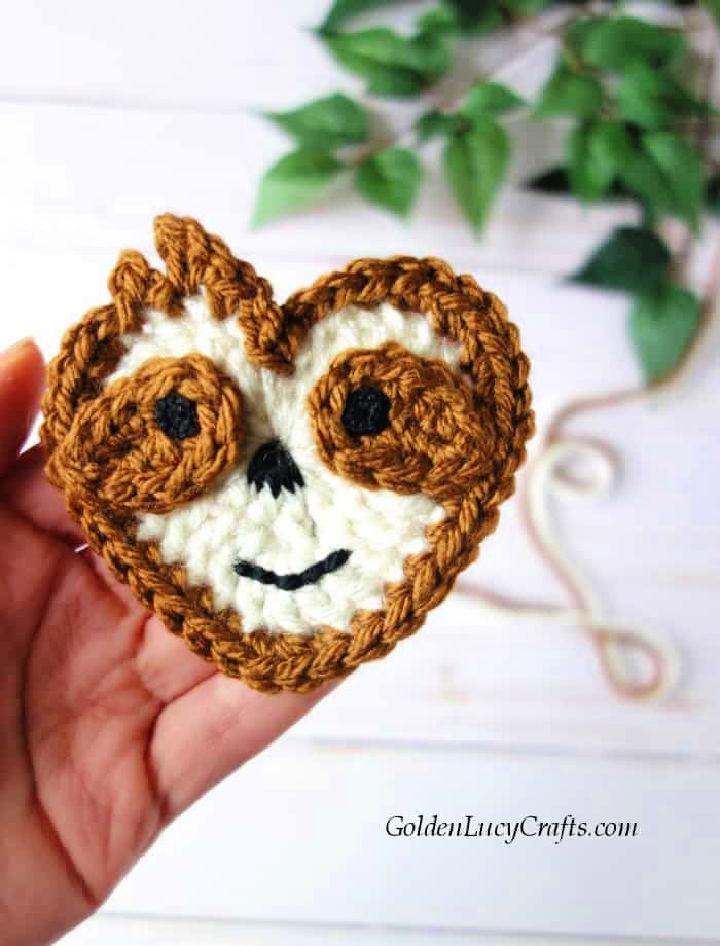 Crocheting a Heart Sloth Applique Free Pattern