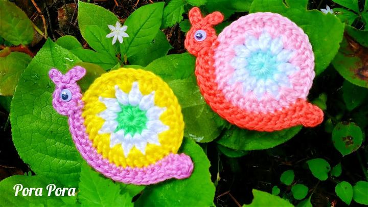 Cute Crochet Happy Snail Applique Pattern