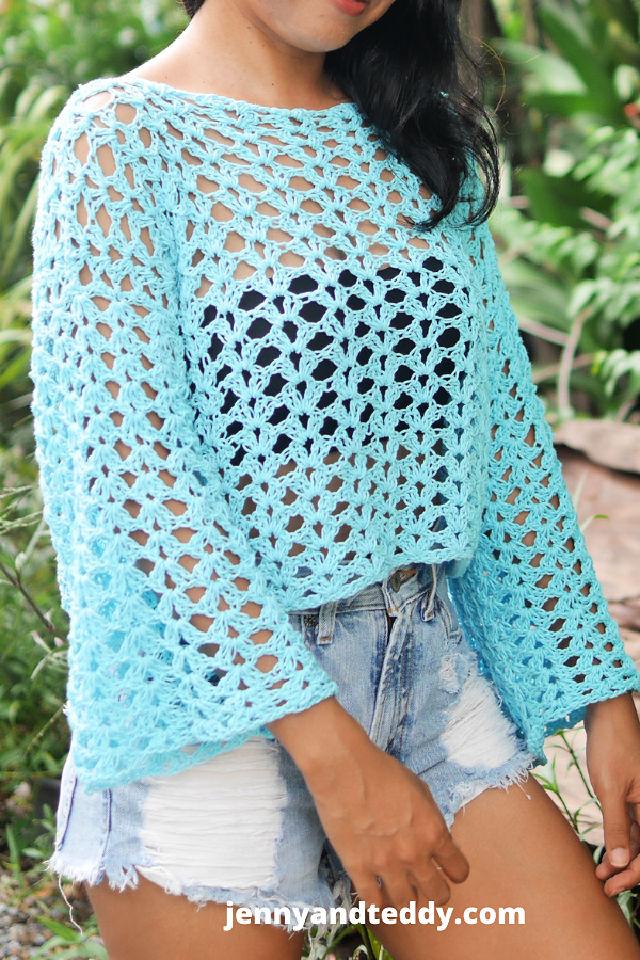 DIY Summer Lace Sweater Top - Free Crochet Pattern