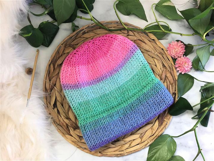 Double Brim Tunisian Crochet Beanie Pattern