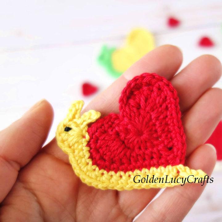 Easiest Heart Snail Applique to Crochet