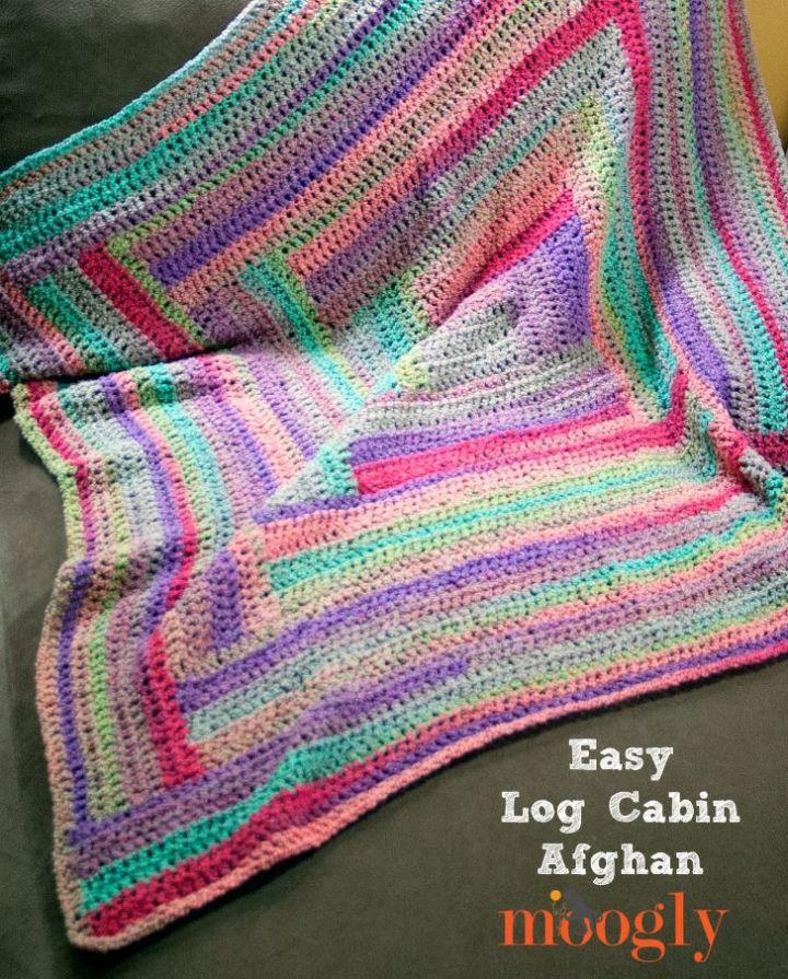 Colorful Crochet Log Cabin Weather Blanket Pattern