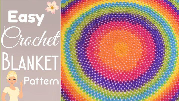 Easy Crochet Round Granny Square Baby Blanket Pattern