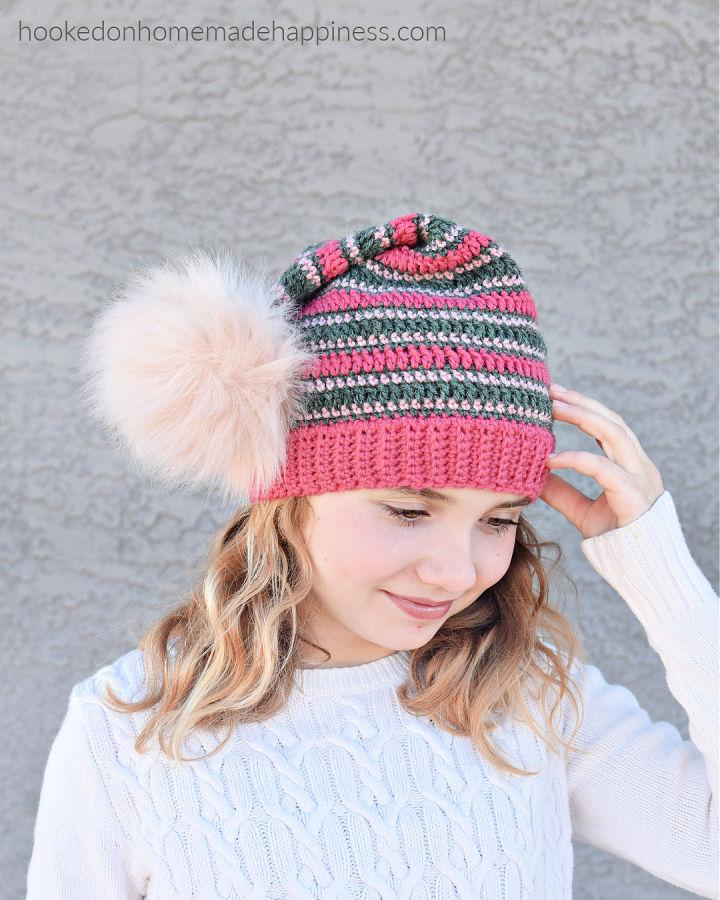 Easy Crochet Striped Elf Beanie Pattern for Girls