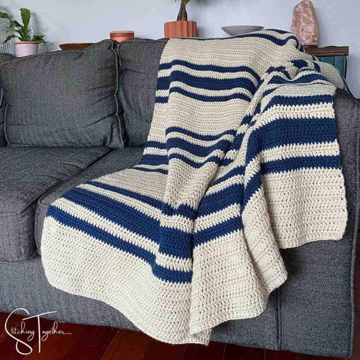 Easy Double Crochet 2 Color Striped Blanket Pattern