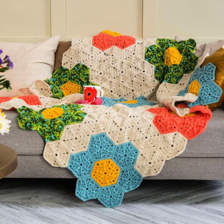 Free Crochet Flower Patch Throw Pattern