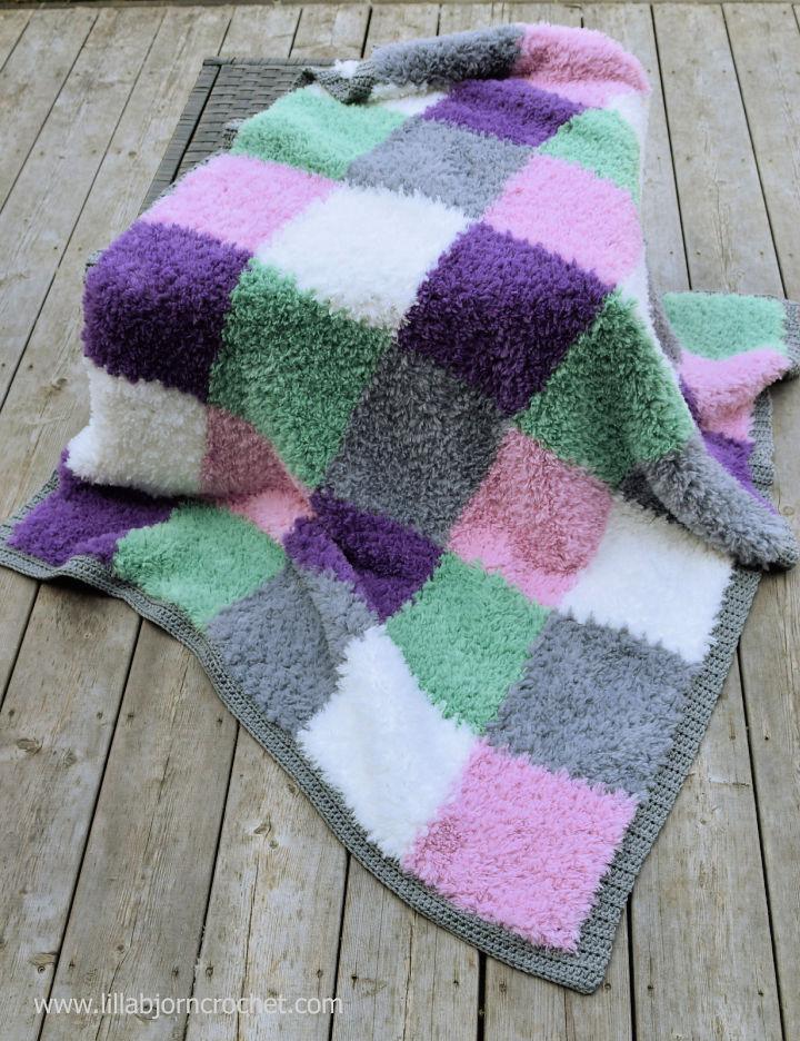 Free Crochet Furry Squares Blanket Pattern