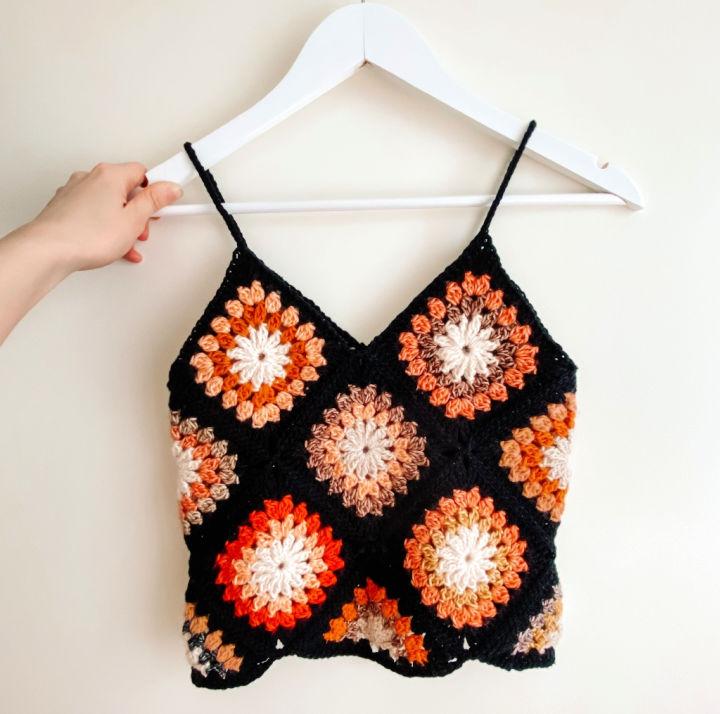 Crochet Granny Square Flower Top Pattern to Print