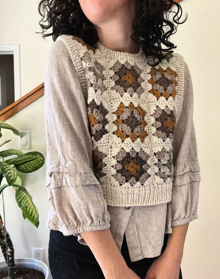 Free Crochet Granny Square Sweater Vest Pattern