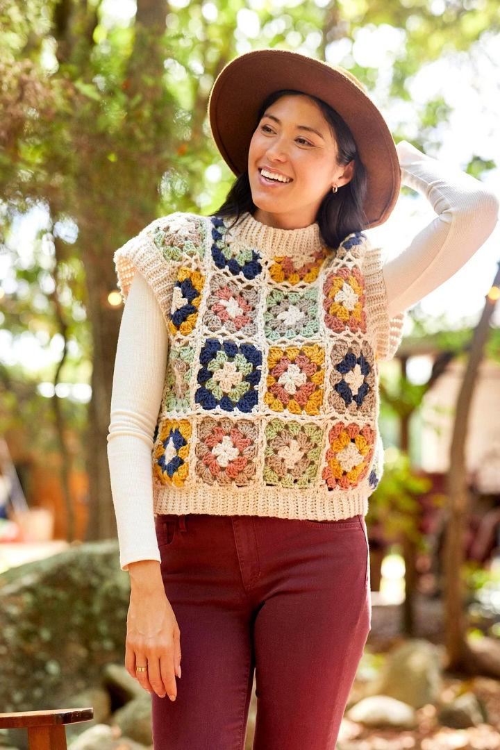 Wonderful Crochet Granny Square Vest Pattern