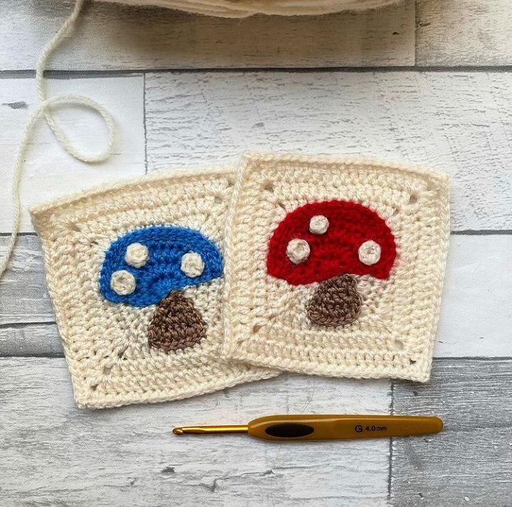 Free Crochet Mushroom Granny Square Pattern